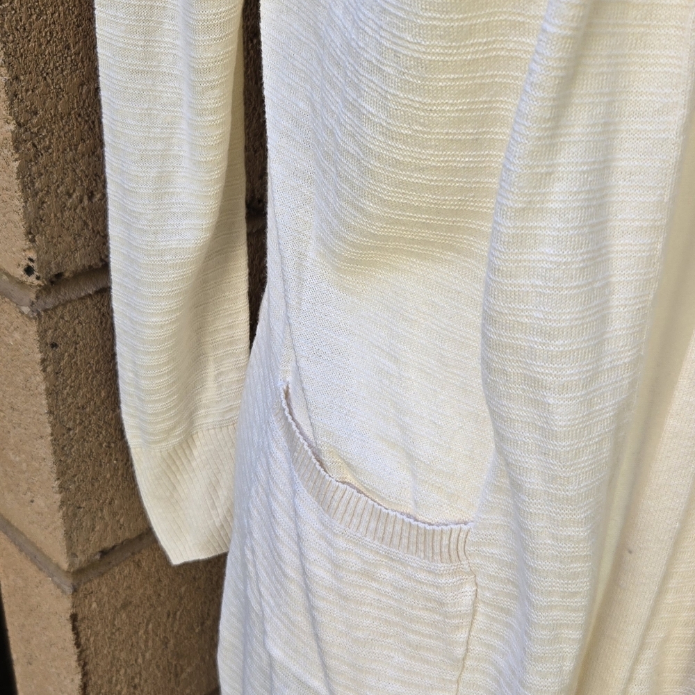 Rachel Zoe Cream Long Open-Front Cardigan with Pockets - Picture 4 of 9
